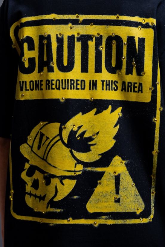 vīriešiem tops Vlone melns politikas t krekls no rhinestone 6BLFRJ111