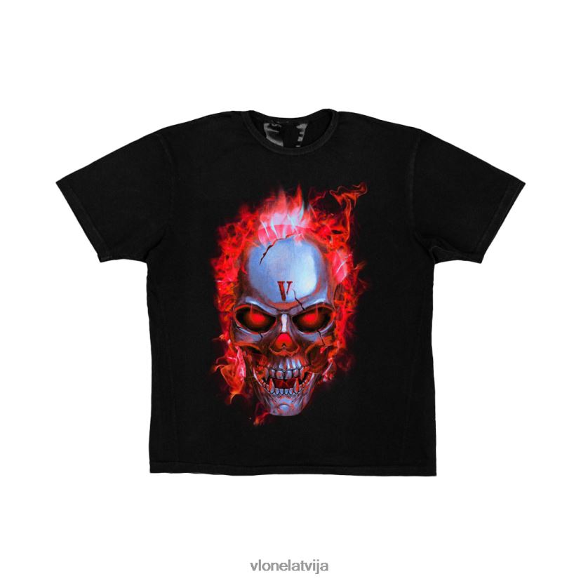 vīriešiem tops Vlone skully red flame t krekls melns 6BLFRJ235